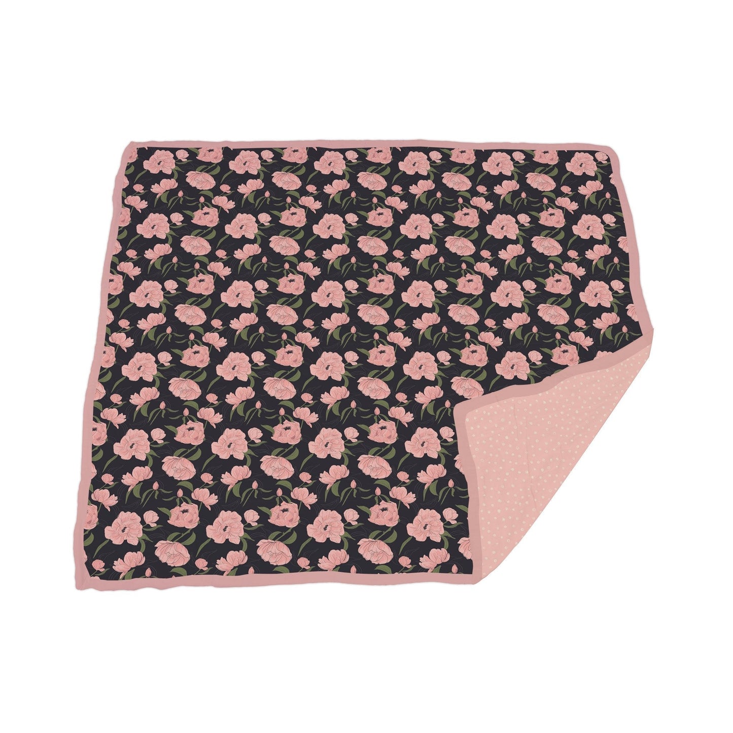 Peonies and Pearl Polka Dot Newcastle Blanket 100 Percent Natural Bamboo Muslin 47 Inch x 47 Inch Cozy Kids Blanket Newcastle Classics