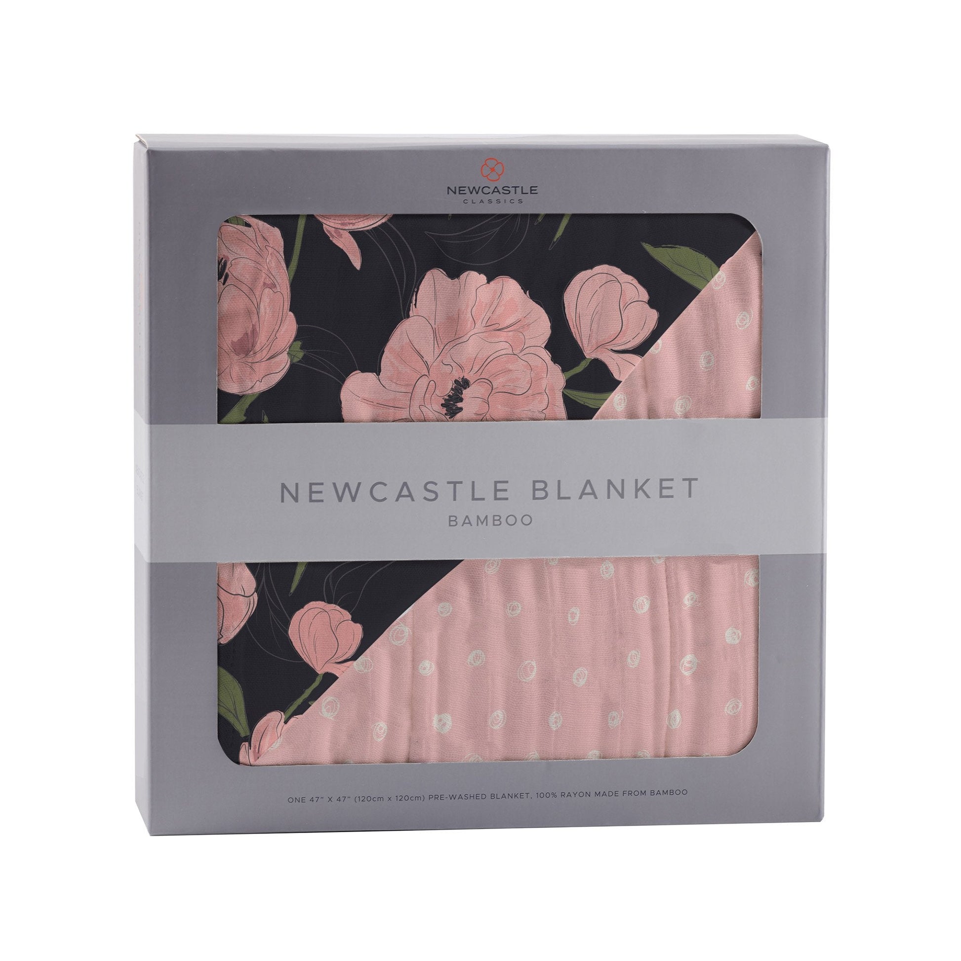 Peonies and Pearl Polka Dot Newcastle Blanket 100 Percent Natural Bamboo Muslin 47 Inch x 47 Inch Cozy Kids Blanket Newcastle Classics