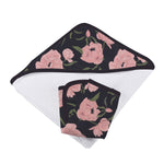 Newcastle Classics Peonies Hooded Towel and Washcloth Set with Natural Bamboo for Babies - 