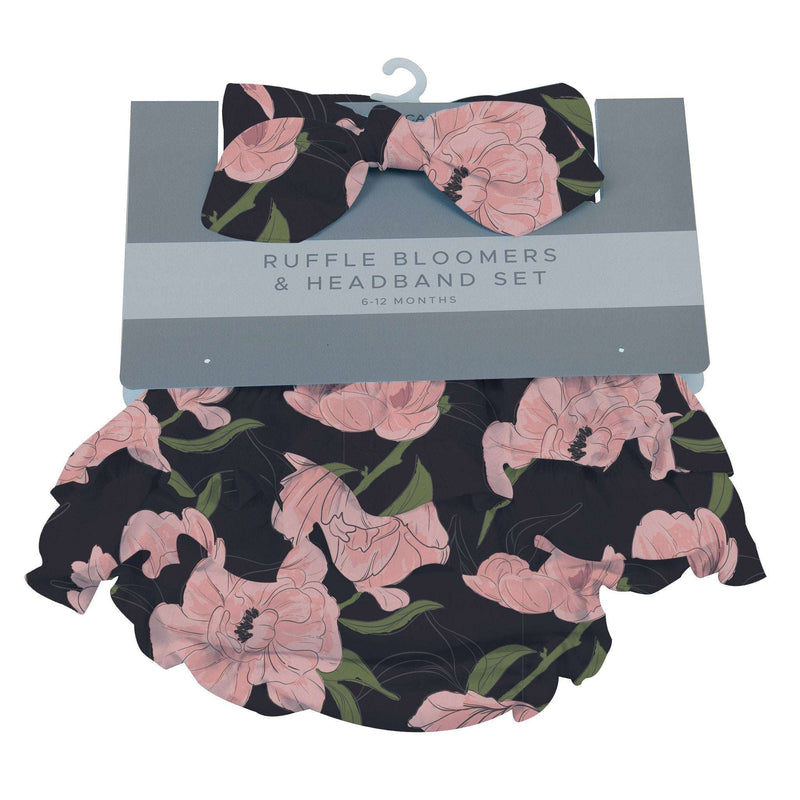 Peonies Ruffle Bloomers and Headband Set for 0 to 12 Months 100 Percent Bamboo Newcastle Classics