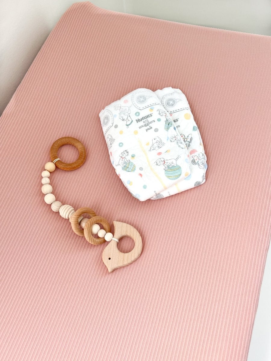 Little Mae & Co Peony Ribbed Changing Pad Cover Soft Knit Fabric For Nursery - Everetts Place Boutique - 