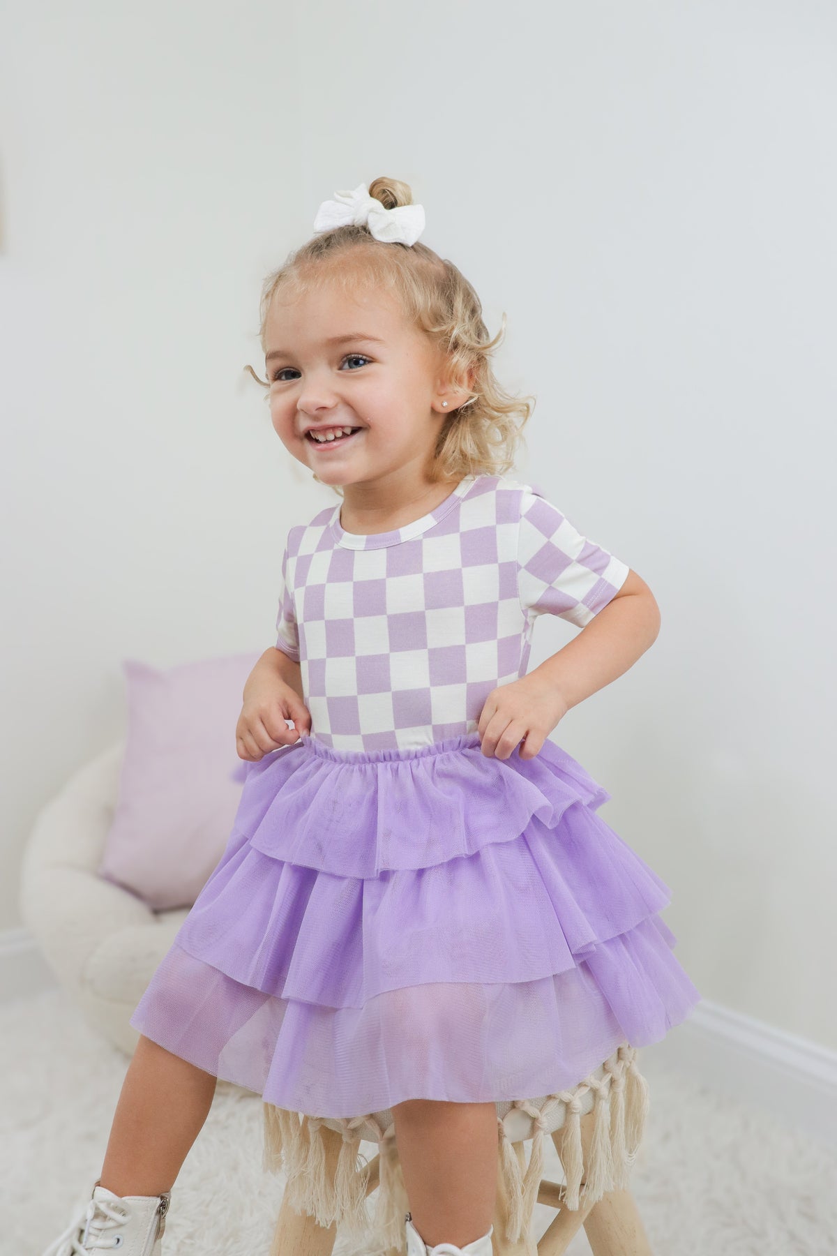 DREAM BIG LITTLE CO PERIWINKLE CHECKERS DREAM TUTU DRESSEveretts Place