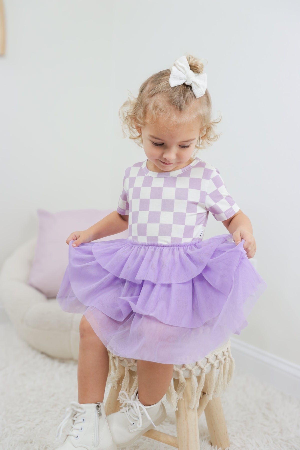 DREAM BIG LITTLE CO PERIWINKLE CHECKERS DREAM TUTU DRESSEveretts Place