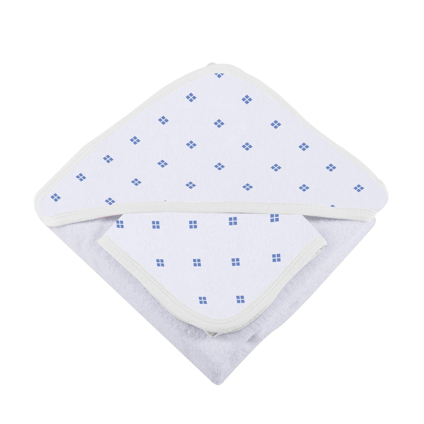 Periwinkle Diamond Polka Dot Bamboo Hooded Towel and Washcloth Set for Kids Newcastle Classics