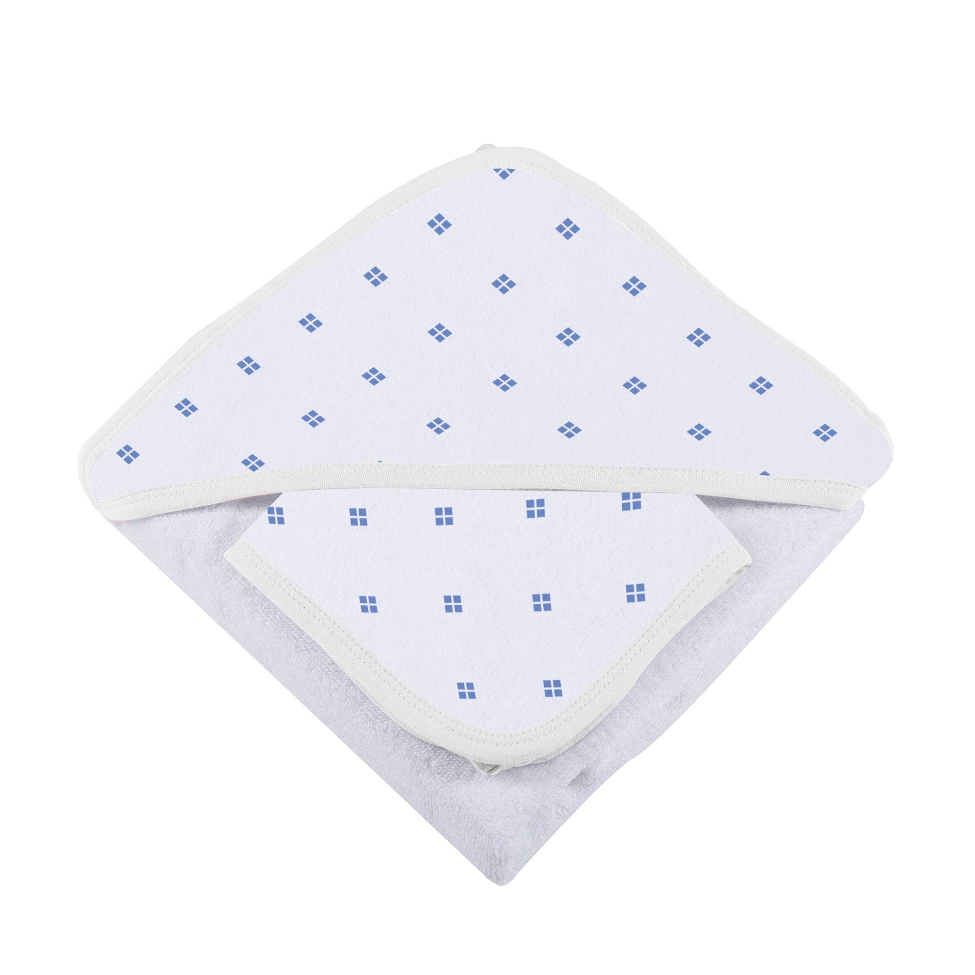 Periwinkle Diamond Polka Dot Bamboo Hooded Towel and Washcloth Set for Kids Newcastle Classics