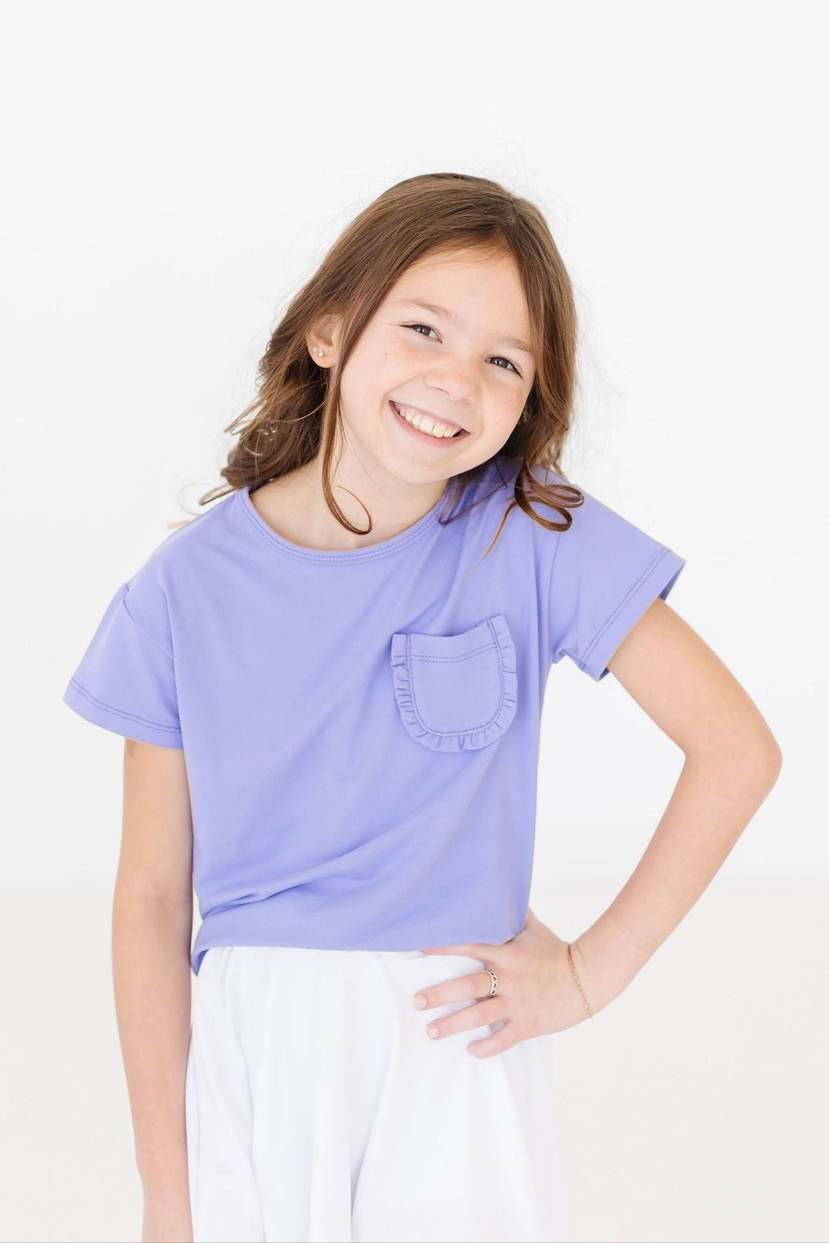Mila & Rose ® Periwinkle Ruffle Pocket Tee - 