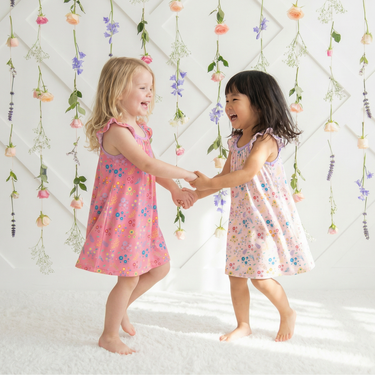 Flower Confetti Flutter Sleeve Dress by Bestaroo