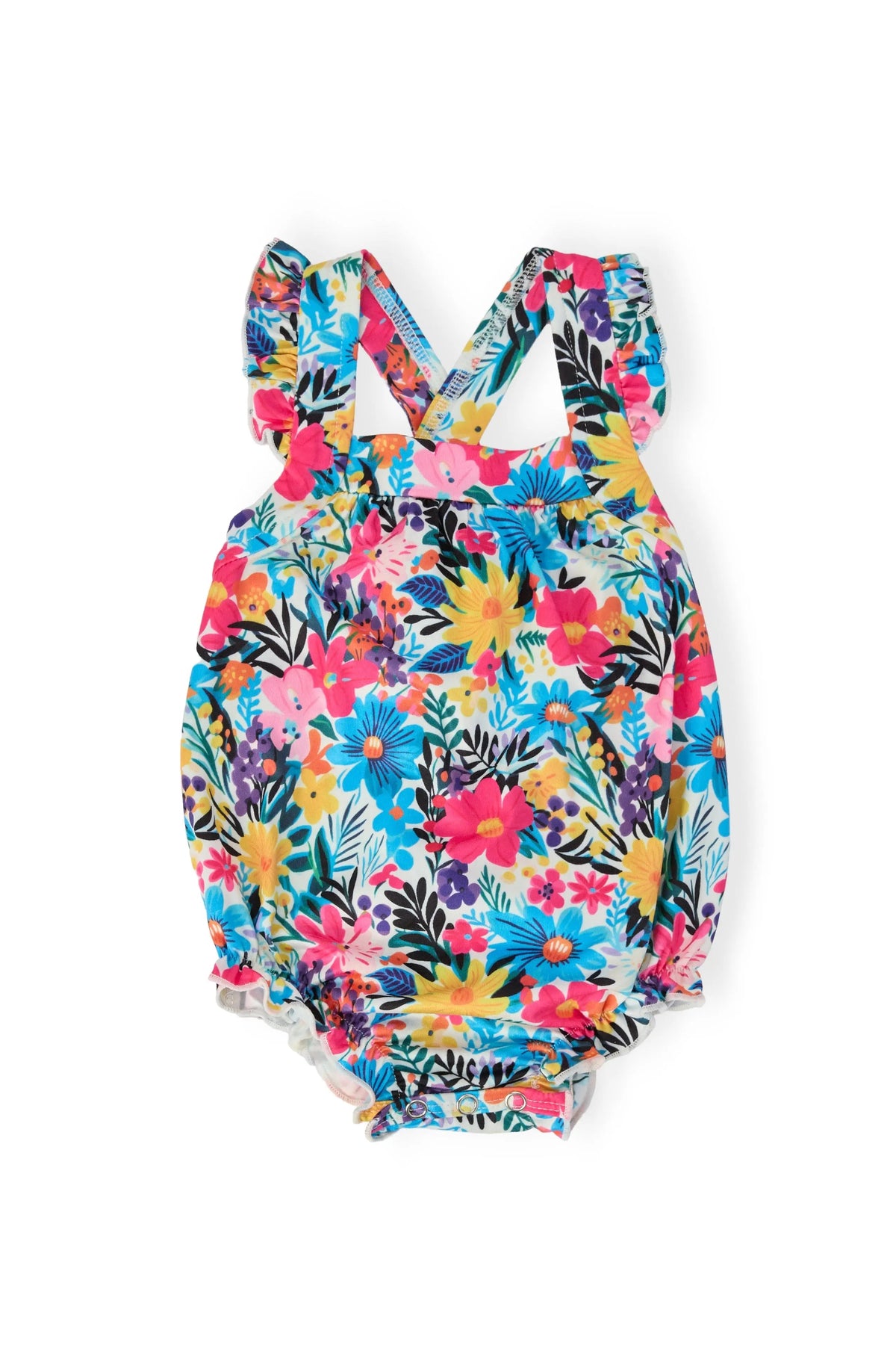 Mila & Rose ® Petal Paradise Ruffle Cross Back Romper - 