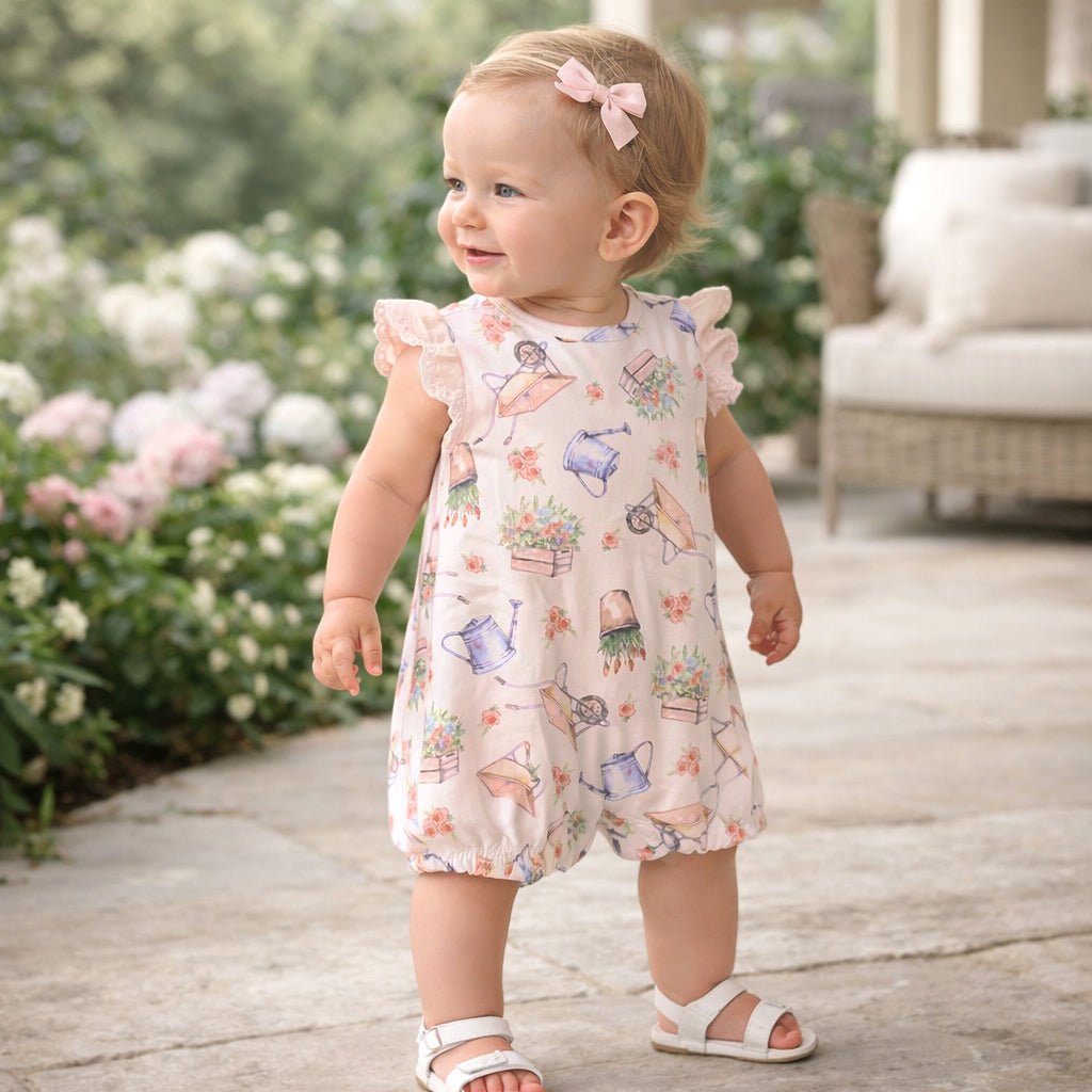 Petal Patch Baby Girl Romper – Bamboo One-Piece with Eyelet - Baby & Toddler Clothing, Dress, One-piece garment, Textile, Pink | Everetts Place