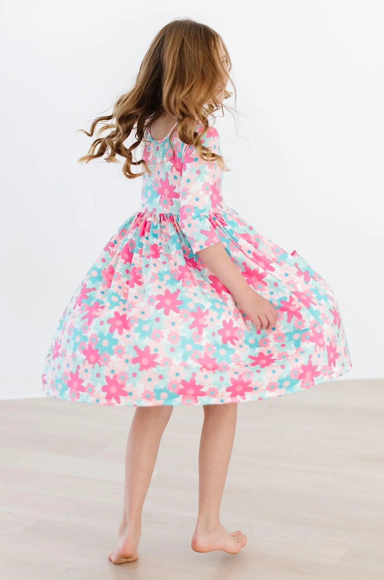 Mila & Rose ® Petal Perfection 3/4 Sleeve Pocket Twirl Dress - 