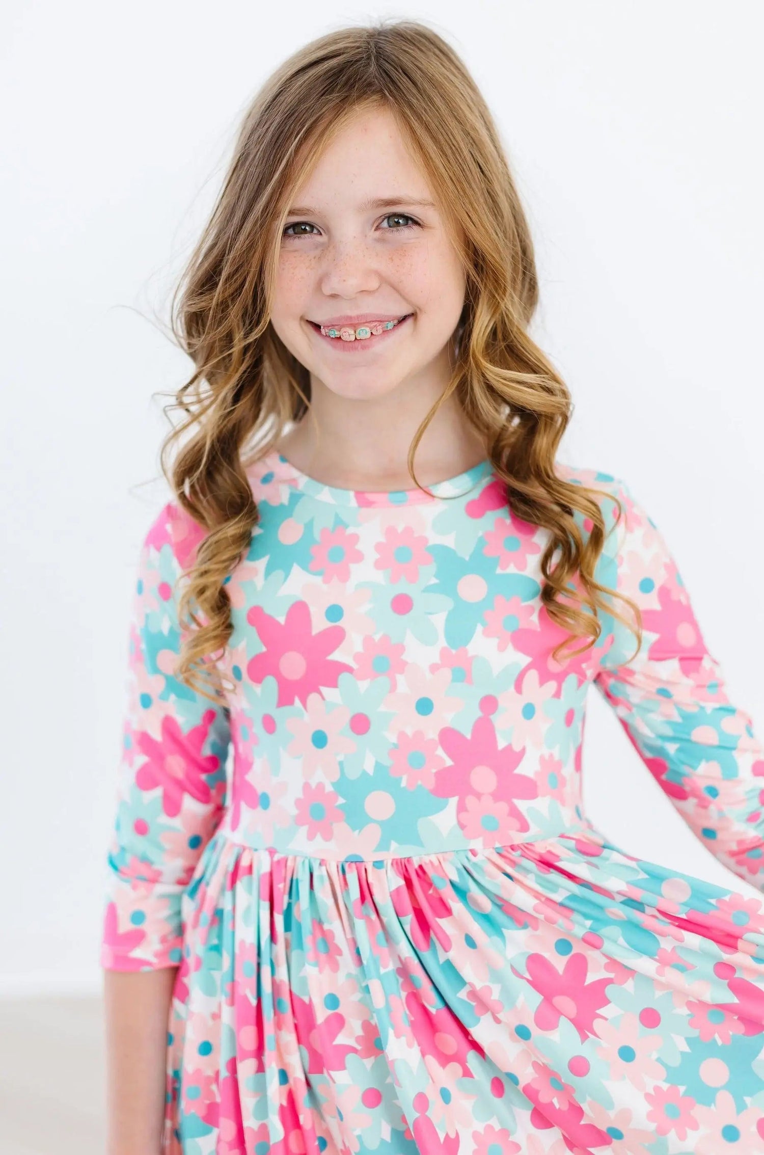 Mila & Rose ® Petal Perfection 3/4 Sleeve Pocket Twirl Dress - 