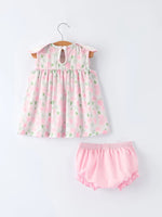 Floral Smocked Christening Bishop Baby Girl Bloomer Set Rylee Faith Designs 