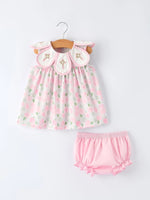 Floral Smocked Christening Bishop Baby Girl Bloomer Set Rylee Faith Designs 