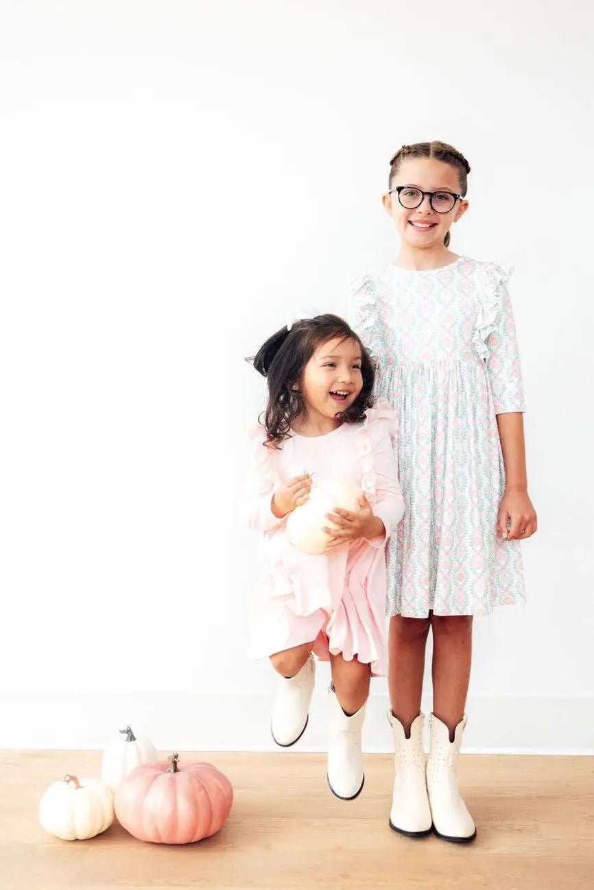 Mila & Rose ® Petal Pink L/S Ruffle Twirl Dress - 