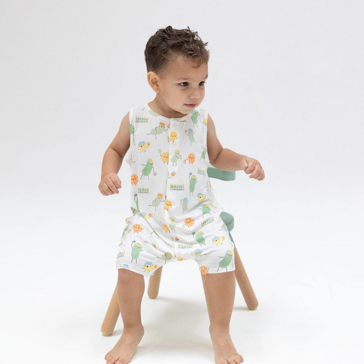 Angel Dear Pickles Playing Pickleball - Sleeveless Shortie Romper - 