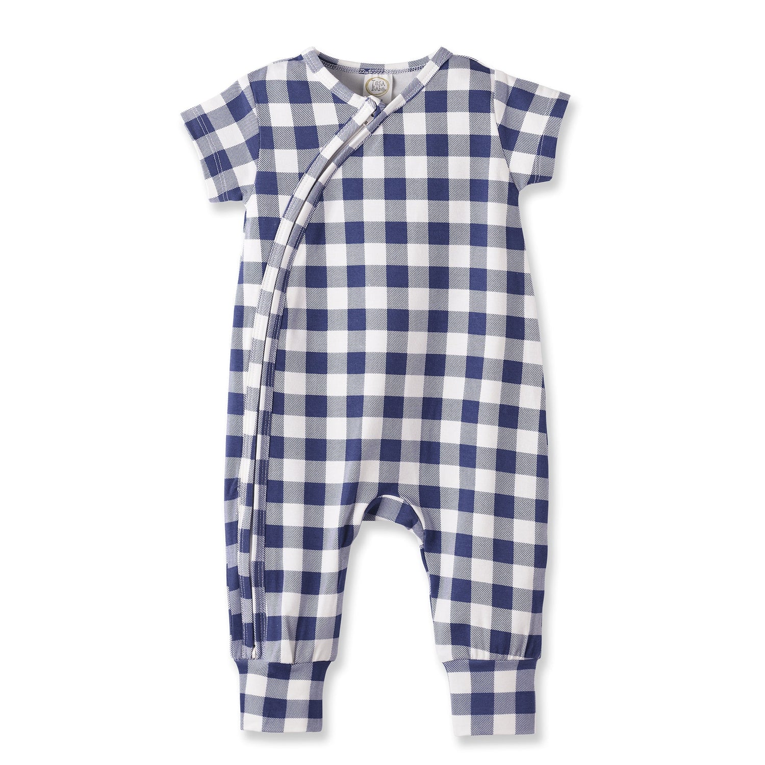 Tesa Babe Picnic Plaid Bamboo Baby Zipper Romper w/Convertible CuffsEveretts Place