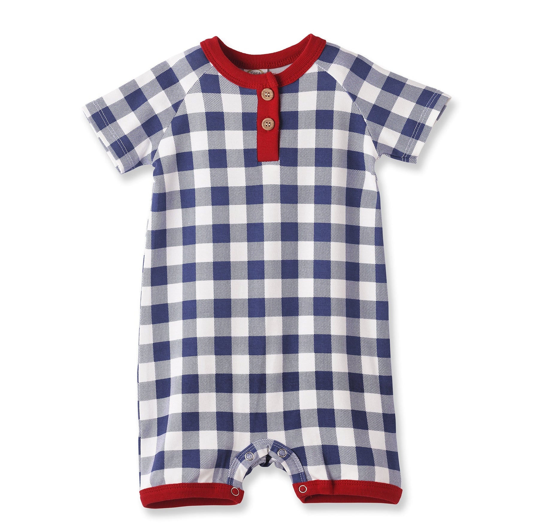 Tesa Babe Picnic Plaid Bamboo Henley Shortall Romper for Baby BoysEveretts Place
