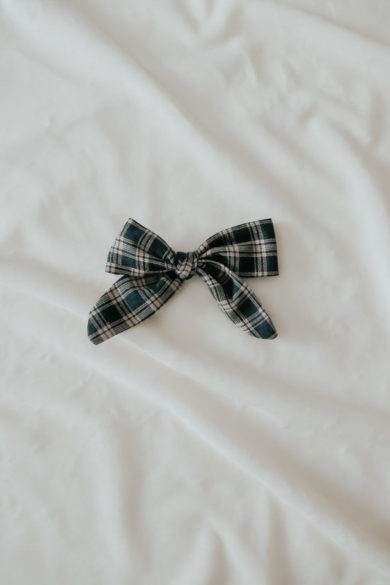 Little Mae & Co Pine Bow Clips Green Pinwheel Handmade Cotton For Kids - Everetts Place Boutique - 