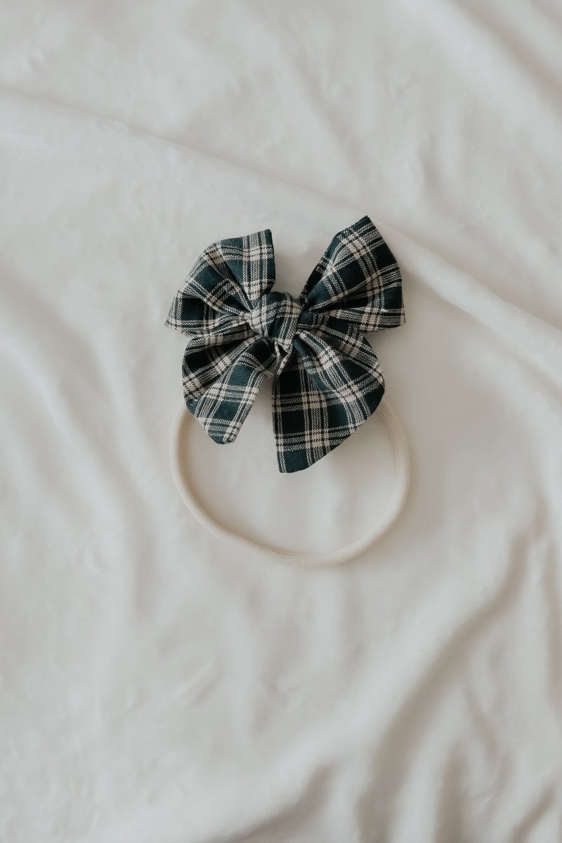 Little Mae & Co Pine Bow Headbands For Baby Girls With Cream Nylon Band - Everetts Place Boutique - 