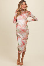 PinkBlush Pink Abstract Printed Mesh Overlay Maternity Maxi DressEveretts Place