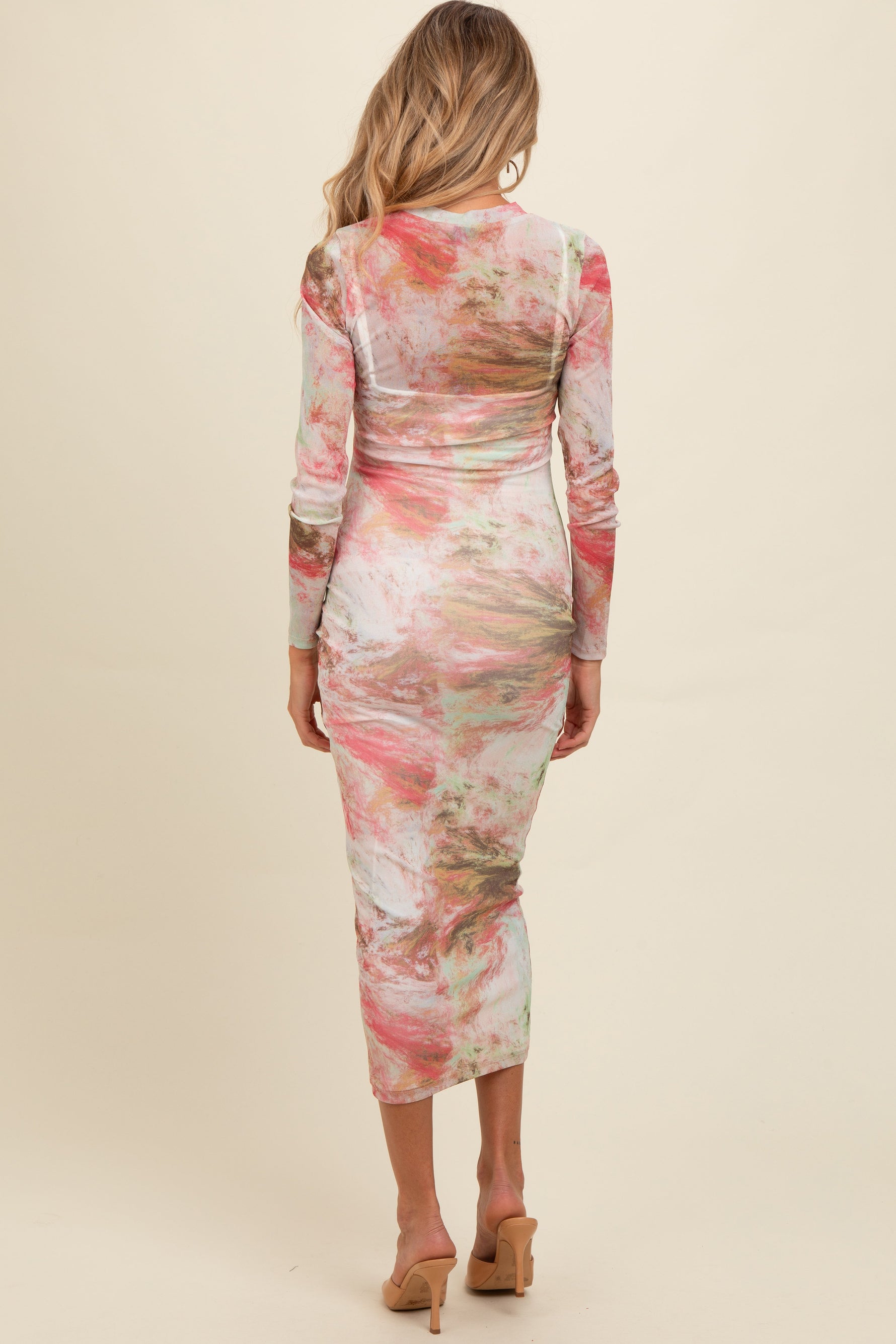 PinkBlush Pink Abstract Printed Mesh Overlay Maternity Maxi DressEveretts Place