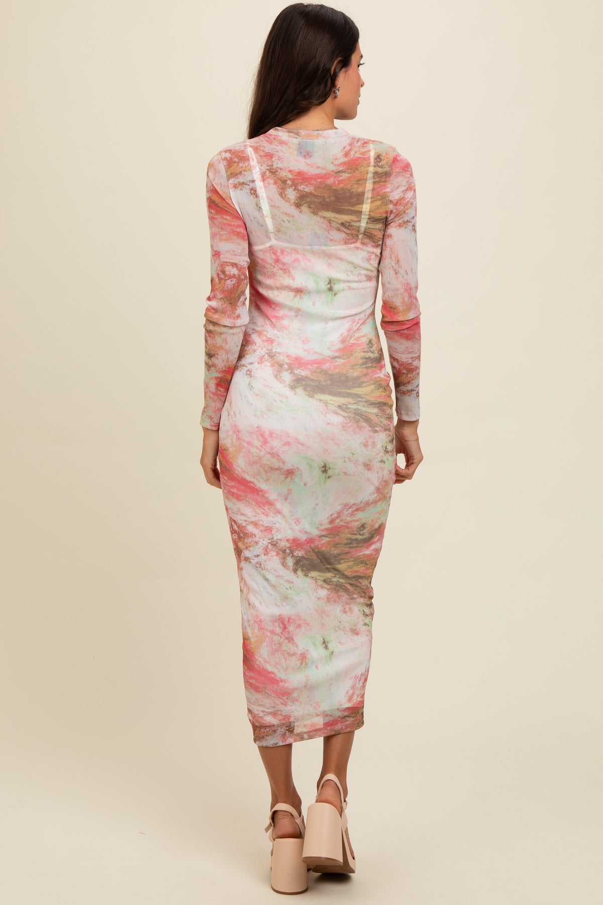 PinkBlush Pink Abstract Printed Mesh Overlay Maxi DressEveretts Place