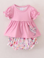 Rylee Faith Designs Pink Baby Girls Farm Short Set - 