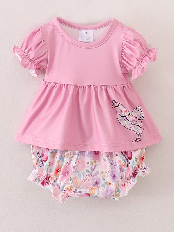 Rylee Faith Designs Pink Baby Girls Farm Short Set - 