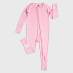 Bam & Stitch Pink Blossom Bamboo Convertible Romper | Two - Way Zipper Sleeper - 