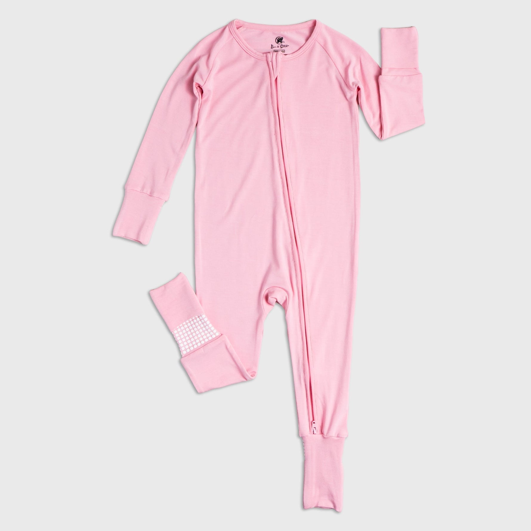 Bam & Stitch Pink Blossom Bamboo Convertible Romper | Two - Way Zipper Sleeper - 
