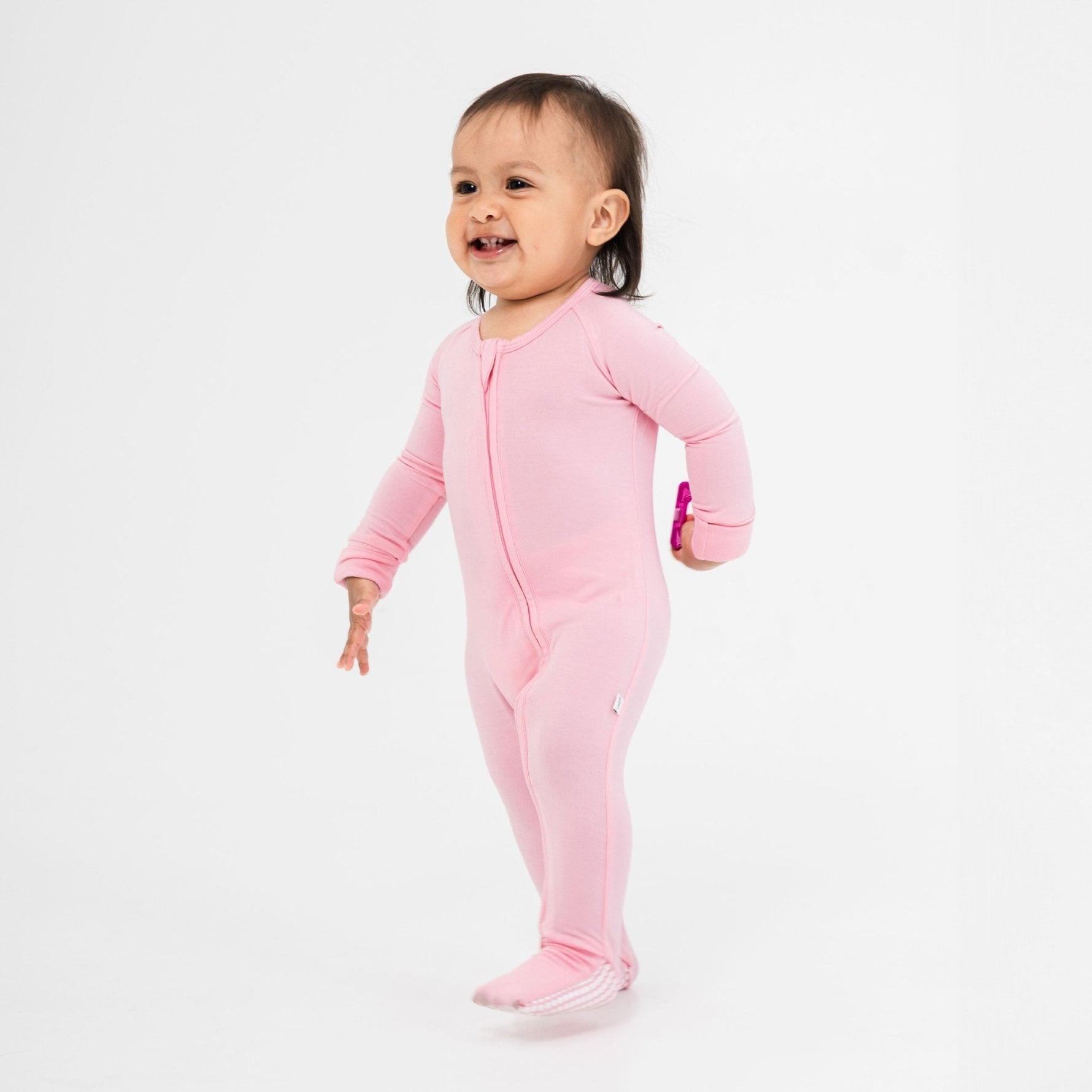 Bam & Stitch Pink Blossom Bamboo Convertible Romper | Two - Way Zipper Sleeper - 