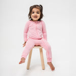 Bam & Stitch Pink Blossom Bamboo Convertible Romper | Two - Way Zipper Sleeper - 