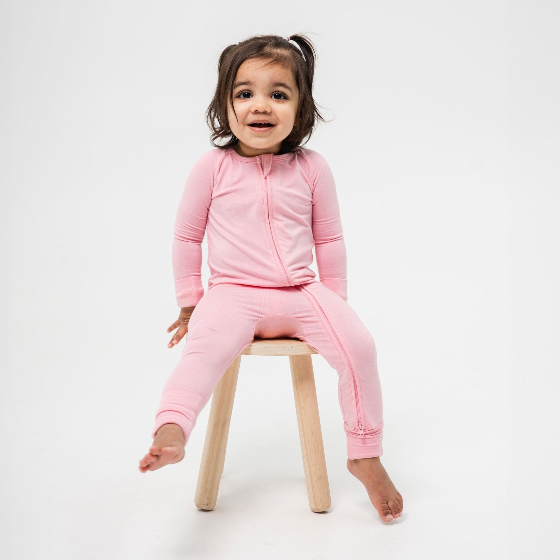 Bam & Stitch Pink Blossom Bamboo Convertible Romper | Two - Way Zipper Sleeper - 