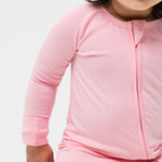 Bam & Stitch Pink Blossom Bamboo Convertible Romper | Two - Way Zipper Sleeper - 