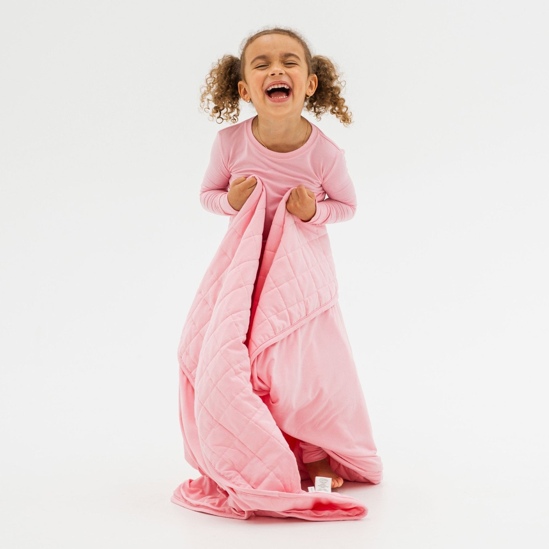 Bam & Stitch Pink Blossom Bamboo Kids Blanket | Soft Pastel Quilt - 