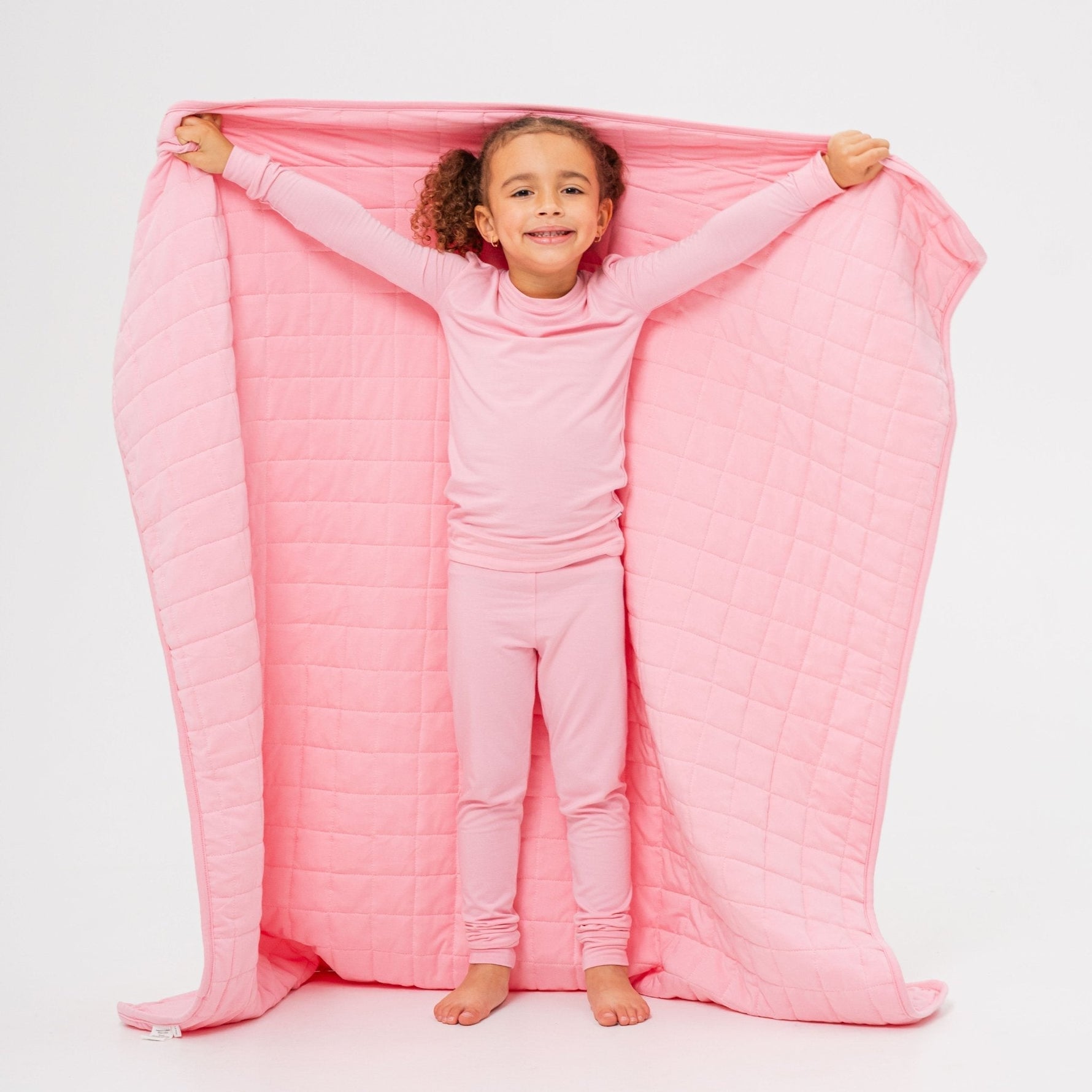 Bam & Stitch Pink Blossom Bamboo Kids Blanket | Soft Pastel Quilt - 