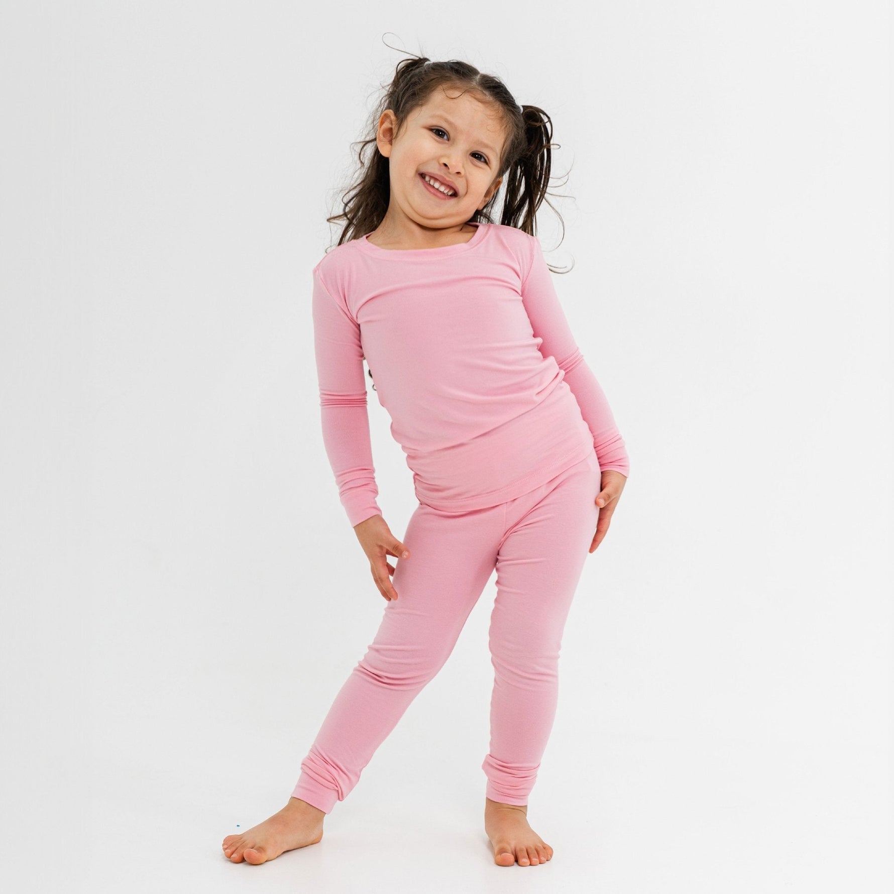 Bam & Stitch Pink Blossom Bamboo Pajamas | Long Sleeve Kids Sleepwear Set - 