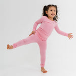 Bam & Stitch Pink Blossom Bamboo Pajamas | Long Sleeve Kids Sleepwear Set - 