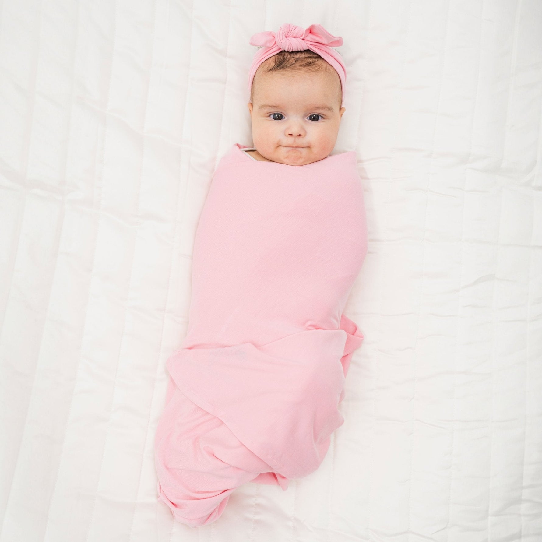 Bam & Stitch Pink Blossom Bamboo Swaddle Blanket | Soft Pastel Pink Muslin - 