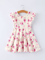Rylee Faith Designs Pink Bow Bunny and Rose Print Girls Dress - 