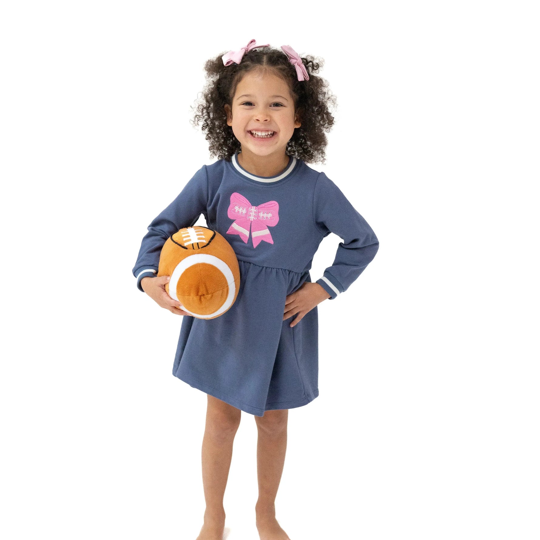 Angel Dear Pink Bow French Terry Drop Waist Dress for Little Fans - 