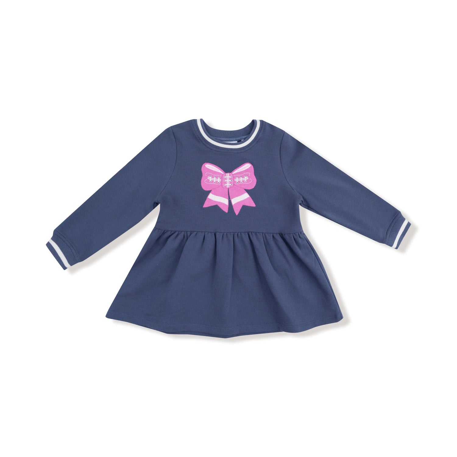 Angel Dear Pink Bow French Terry Drop Waist Dress for Little Fans - 