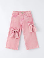 Pink Bow Girls Denim Pants - Pink, Denim, Baby & Toddler Clothing, Button, Pocket | Everetts Place