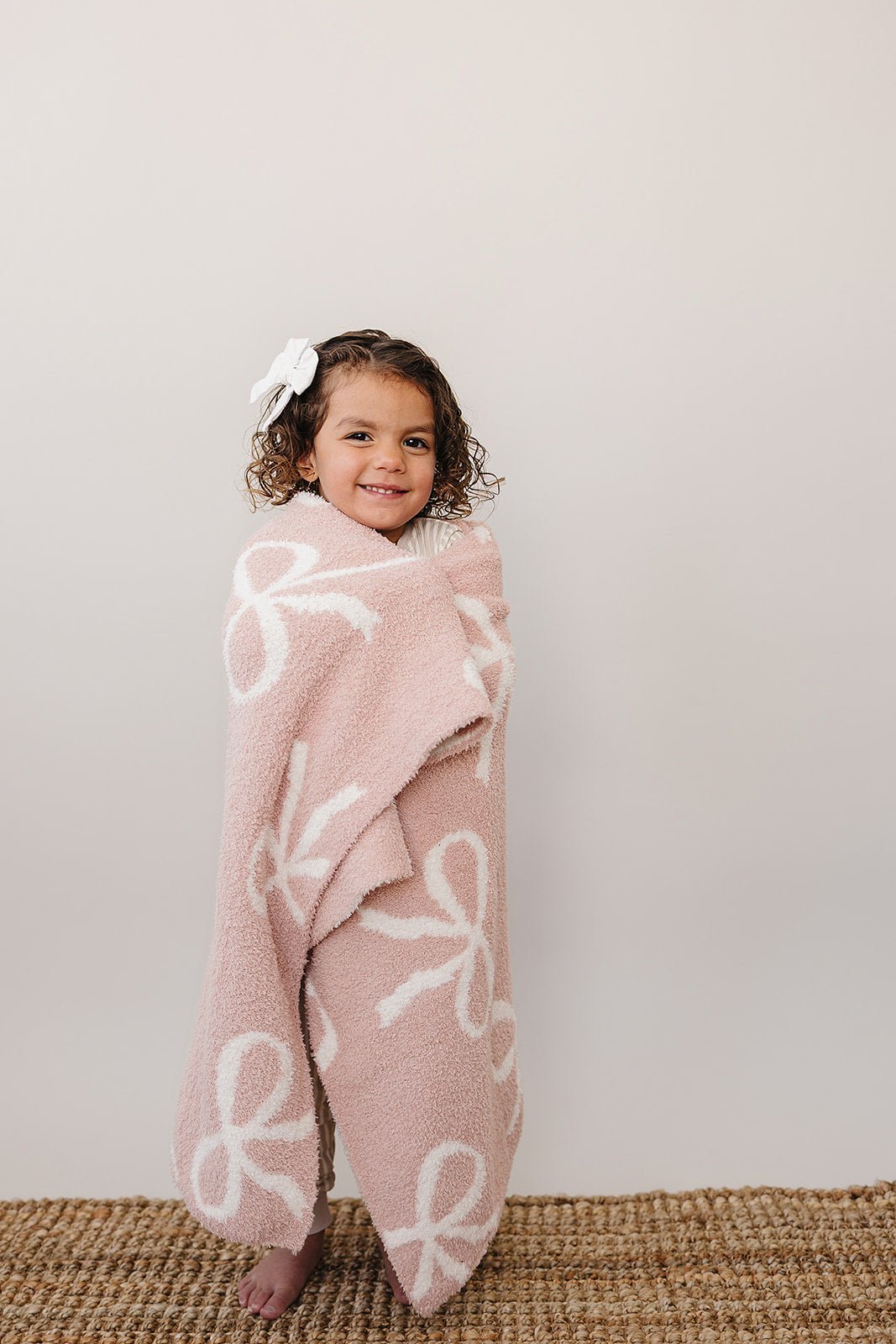 Mebie Baby Pink Bow Plush Blanket Three Sizes Lightweight And Breathable - 