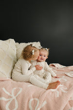 Mebie Baby Pink Bow Plush Blanket Three Sizes Lightweight And Breathable - 