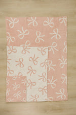 Mebie Baby Pink Bow Plush Blanket Three Sizes Lightweight And Breathable - 