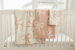 Mebie Baby Pink Bow Plush Blanket Three Sizes Lightweight And Breathable - 