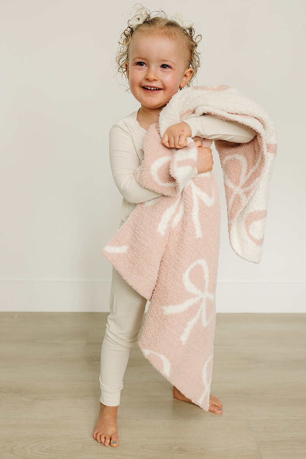 Mebie Baby Pink Bow Plush Blanket Three Sizes Lightweight And Breathable - 