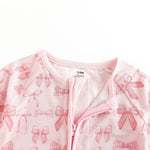 Dreamlet Pink Bows Convertible Zip Footies for Babies 12 to 18M - Everetts Place Boutique - 