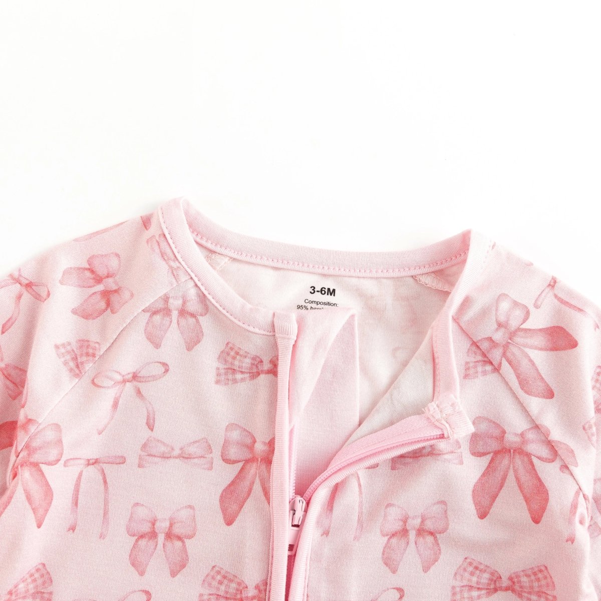 Dreamlet Pink Bows Convertible Zip Footies for Babies 12 to 18M - Everetts Place Boutique - 